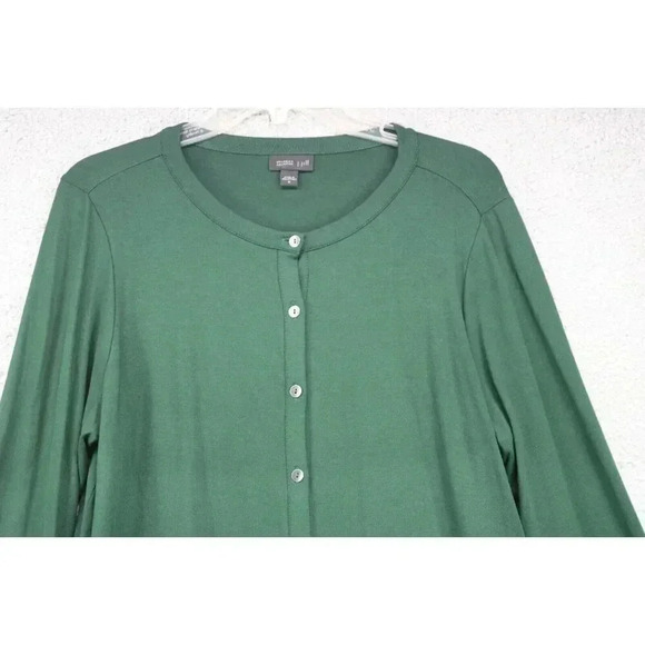 J. Jill Wearever Collection Dark Green Button-Up Dress-Size Medium-Long Sleeves - Picture 2 of 8